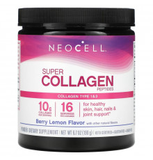 NeoCell, Super Collagen Peptides, Type 1 & 3, Berry Lemon, 6.7 oz (190 g)