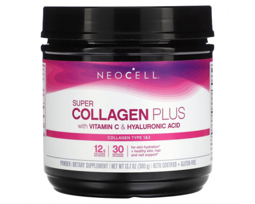 Коллаген NeoCell, Super Collagen Plus с витамином C и гиалуроновой кислотой, 390 г (13,7 унции) Коллаген NeoCell, Super Collagen Plus с витамином C и гиалуроновой кислотой, 390 г (13,7 унции)