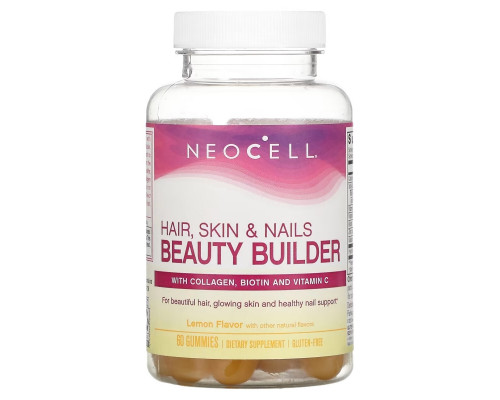 NeoCell, Hair, Skin & Nails Beauty Builder, Lemon, 60 Gummies NeoCell, Hair, Skin & Nails Beauty Builder, Lemon, 60 Gummies