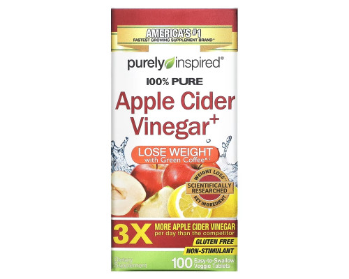 Purely Inspired, Apple Cider Vinegar+, 100 Easy-to-Swallow Veggie Tablets Purely Inspired, Apple Cider Vinegar+, 100 Easy-to-Swallow Veggie Tablets