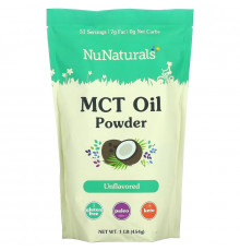 NuNaturals, MCT масло в порошке, без добавок, 454 г (1 фунт)