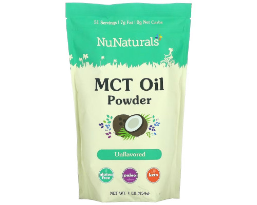NuNaturals, MCT масло в порошке, без добавок, 454 г (1 фунт) NuNaturals, MCT масло в порошке, без добавок, 454 г (1 фунт)