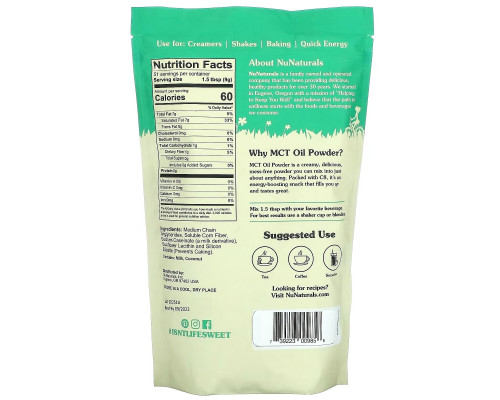 NuNaturals, MCT масло в порошке, без добавок, 454 г (1 фунт) NuNaturals, MCT масло в порошке, без добавок, 454 г (1 фунт)