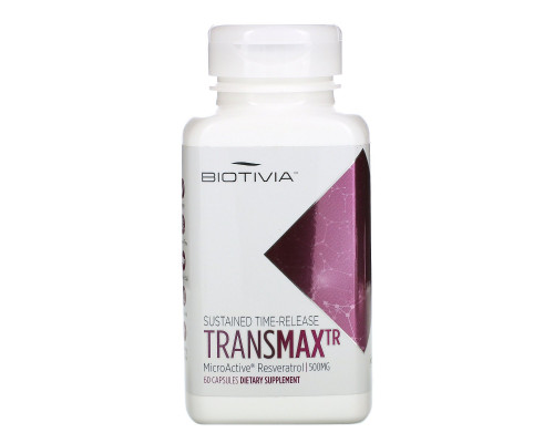 Biotivia, TransmaxTR, транс-ресвератрол, 500 мг, 60 капсул