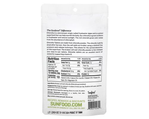 Sunfood Богатые питательными веществами таблетки хлореллы 2 унции (57 г), 228 таблеток Sunfood Богатые питательными веществами таблетки хлореллы 2 унции (57 г), 228 таблеток