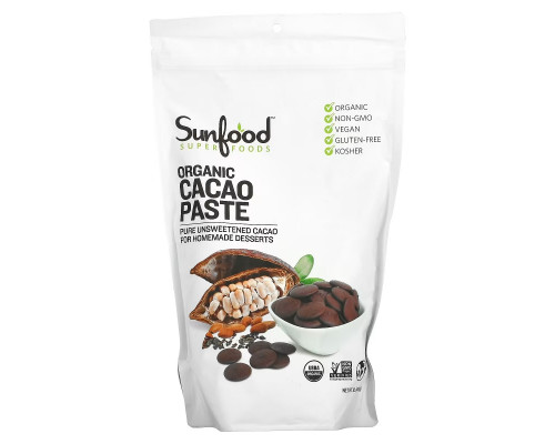 Sunfood, Organic Cacao Paste, 1 lb (454 g) Sunfood, Organic Cacao Paste, 1 lb (454 g)