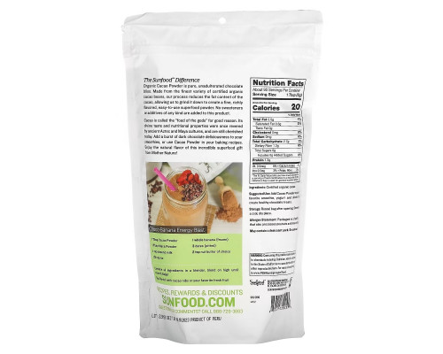 Sunfood, Organic Cacao Powder, 1 lb (454 g) Sunfood, Organic Cacao Powder, 1 lb (454 g)