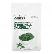 Sunfood, Spirulina & Chlorella, Super Algae Tablets, 250 mg, 456 Tablets