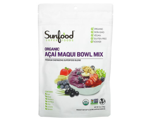 Sunfood, Органическая смесь с асаи и маки, 6 унций (170 г) Sunfood, Органическая смесь с асаи и маки, 6 унций (170 г)