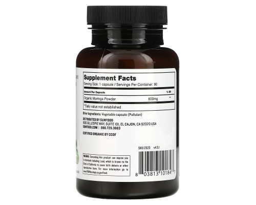 Sunfood, Moringa Capsules, 600 mg, 90 Capsules Sunfood, Moringa Capsules, 600 mg, 90 Capsules