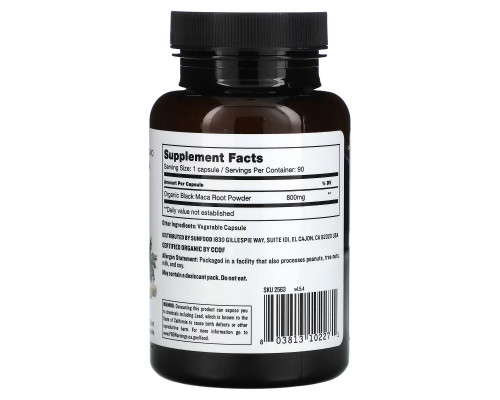 Sunfood, Black Maca Capsules, 800 mg, 90 Capsules Sunfood, Black Maca Capsules, 800 mg, 90 Capsules