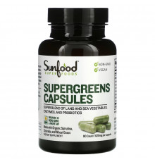 Sunfood, Supergreens Capsules, 620 mg, 90 Capsules