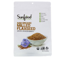 Sunfood, Raw Organic Milled Flaxseed, 1 lb (453.5 g)