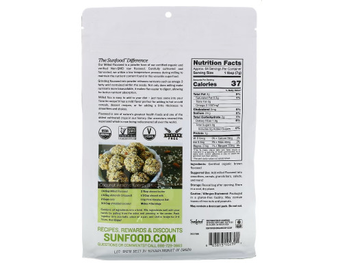 Sunfood, Raw Organic Milled Flaxseed, 1 lb (453.5 g) Sunfood, Raw Organic Milled Flaxseed, 1 lb (453.5 g)