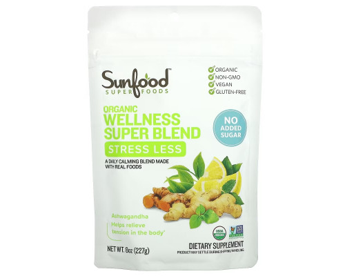 Sunfood, Organic Wellness Super Blend, Stress Less, 8 oz (227 g) Sunfood, Organic Wellness Super Blend, Stress Less, 8 oz (227 g)