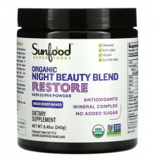 Sunfood, Organic Night Beauty, восстанавливающая смесь с ягодами и манго, 240 г (8,46 унции)