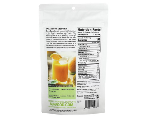 Sunfood, Порошок из пикантного каму-каму, 3,5 унции (100 г) Sunfood, Порошок из пикантного каму-каму, 3,5 унции (100 г)