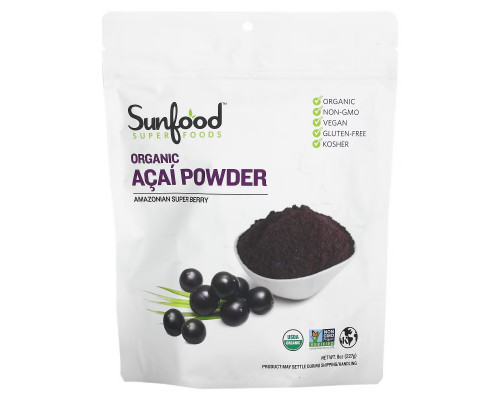 Sunfood Порошок из амазонских ягод асаи 8 унций (227 г) Sunfood Порошок из амазонских ягод асаи 8 унций (227 г)