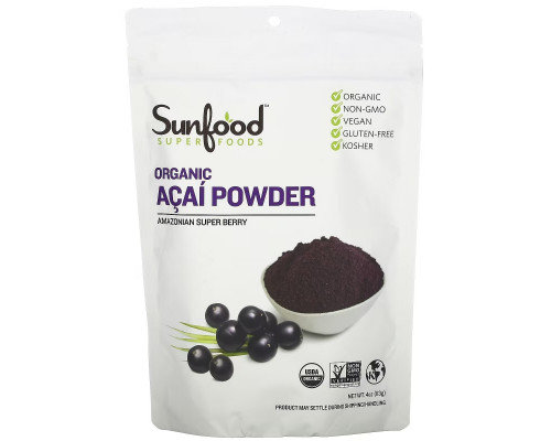 Sunfood Порошок из амазонской асаи 4 унции (113 г) Sunfood Порошок из амазонской асаи 4 унции (113 г)