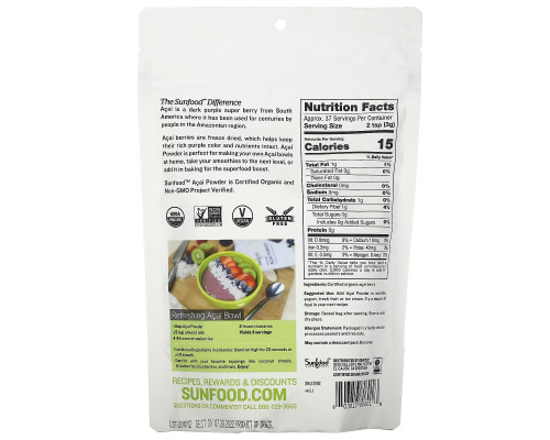 Sunfood Порошок из амазонской асаи 4 унции (113 г) Sunfood Порошок из амазонской асаи 4 унции (113 г)