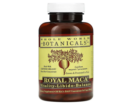 Whole World Botanicals Королевская мака 500 мг 180 гелевых капсул Whole World Botanicals Королевская мака 500 мг 180 гелевых капсул