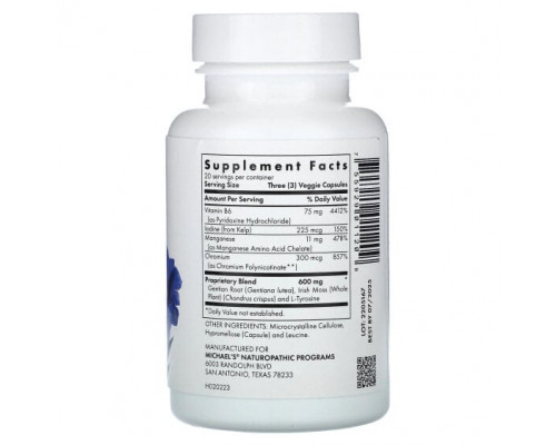 Витамины группы B Michael's Naturopathic, Thyroid Factors, 60 веганских капсул Витамины группы B Michael's Naturopathic, Thyroid Factors, 60 веганских капсул