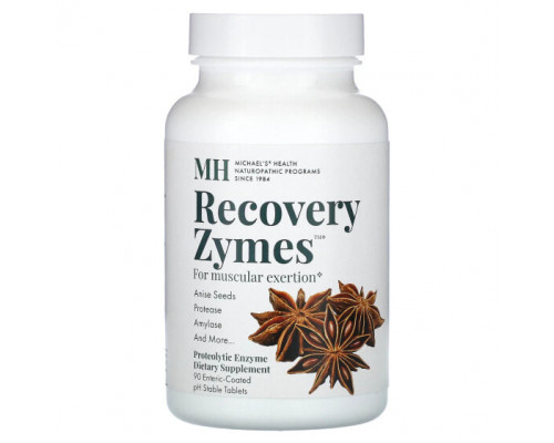 Пищеварительные ферменты Michael's Naturopathic, Recovery Zymes, 90 таблеток с кишечнорастворимой оболочкой и стабильным уровнем pH Пищеварительные ферменты Michael's Naturopathic, Recovery Zymes, 90 таблеток с кишечнорастворимой оболочкой и стабильным уровнем pH
