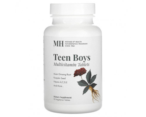 Витаминно-минеральные комплексы Michael's Naturopathic, Мультивитамины для мальчиков-подростков, 90 вегетарианских таблеток Витаминно-минеральные комплексы Michael's Naturopathic, Мультивитамины для мальчиков-подростков, 90 вегетарианских таблеток
