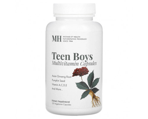 Витаминно-минеральные комплексы Michael's Naturopathic, Мультивитамины для мальчиков-подростков, 120 вегетарианских капсул Витаминно-минеральные комплексы Michael's Naturopathic, Мультивитамины для мальчиков-подростков, 120 вегетарианских капсул