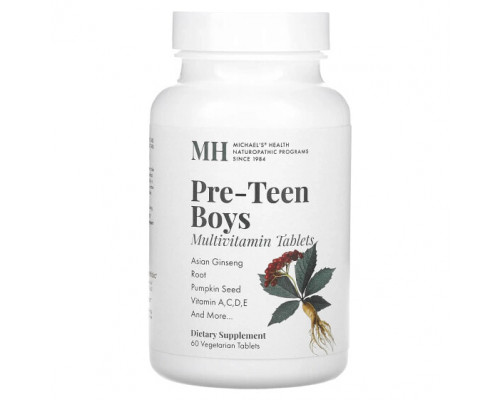 Витаминно-минеральные комплексы Michael's Naturopathic, Мультивитамины для мальчиков до подросткового возраста, 60 вегетарианских таблеток Витаминно-минеральные комплексы Michael's Naturopathic, Мультивитамины для мальчиков до подросткового возраста, 60 вегетарианских таблеток