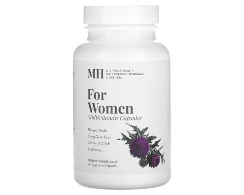Женское здоровье Michael's Naturopathic, Мультивитамины для женщин, 90 вегетарианских капсул Женское здоровье Michael's Naturopathic, Мультивитамины для женщин, 90 вегетарианских капсул