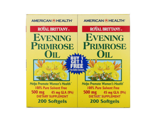 American Health, Масло вечерней примулы Royal Brittany, 500 мг, 2 бутылочки по 200 мягких капсул American Health, Масло вечерней примулы Royal Brittany, 500 мг, 2 бутылочки по 200 мягких капсул