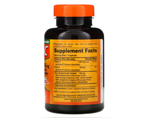 American Health, Ester-C с цитрусовыми биофлавоноидами, 1000 мг, 90 капсул American Health, Ester-C с цитрусовыми биофлавоноидами, 1000 мг, 90 капсул