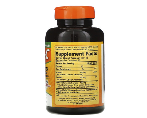 American Health, Ester-C, порошок с цитрусовыми биофлавоноидами, 8 жидких унций (226.8 г) American Health, Ester-C, порошок с цитрусовыми биофлавоноидами, 8 жидких унций (226.8 г)