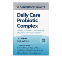 American Health, Daily Care Probiotic Complex, 20 Billion CFU, 30 Vegan Capsules