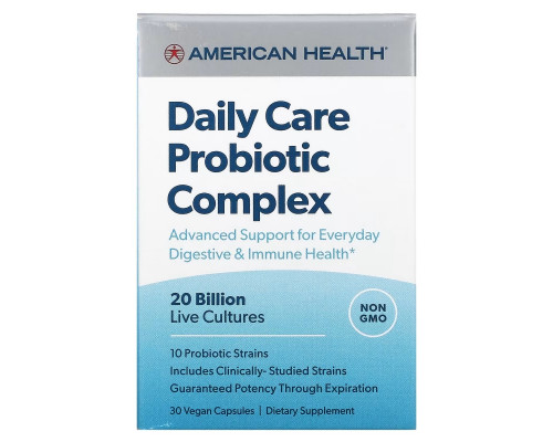 American Health, Daily Care Probiotic Complex, 20 Billion CFU, 30 Vegan Capsules American Health, Daily Care Probiotic Complex, 20 Billion CFU, 30 Vegan Capsules