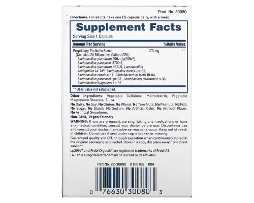 American Health, Daily Care Probiotic Complex, 20 Billion CFU, 30 Vegan Capsules American Health, Daily Care Probiotic Complex, 20 Billion CFU, 30 Vegan Capsules