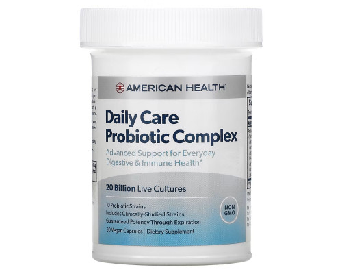 American Health, Daily Care Probiotic Complex, 20 Billion CFU, 30 Vegan Capsules American Health, Daily Care Probiotic Complex, 20 Billion CFU, 30 Vegan Capsules