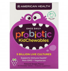American Health, Probiotic KidChewables, Natural Grape Flavor, 5 Billion Live Culture, 30 Chewable Tablets
