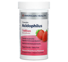 American Health, Chewable Acidophilus, Natural Strawberry, 60 Chewable Wafers