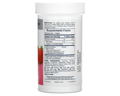 American Health, Chewable Acidophilus, Natural Strawberry, 60 Chewable Wafers American Health, Chewable Acidophilus, Natural Strawberry, 60 Chewable Wafers