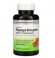 American Health, Энзим папайи с хлорофиллом, 250 жевательных таблеток