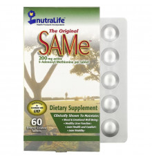NutraLife The Original SAMe 200 мг 60 таблеток покрытых кишечнорастворимой оболочкой