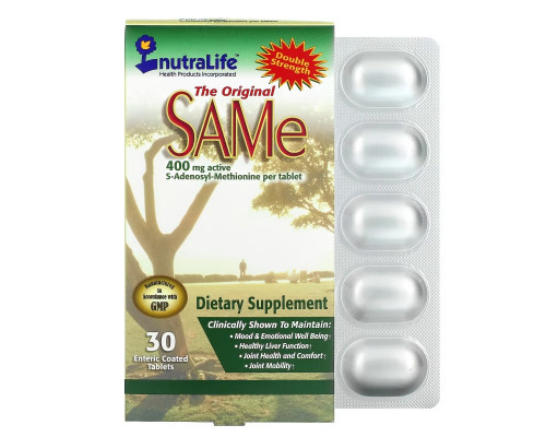 NutraLife Новые SAMe 400 мг 30 таблеток в кишечнорастворимой оболочке NutraLife Новые SAMe 400 мг 30 таблеток в кишечнорастворимой оболочке
