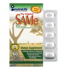 NutraLife, The Original SAMe (S-Adenosyl-L-Methionine) , 400 mg, 60 Enteric Coated Caplets