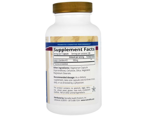 NutraLife, Acetyl L-Carnitine HCI, 500 mg, 120 Capsules NutraLife, Acetyl L-Carnitine HCI, 500 mg, 120 Capsules