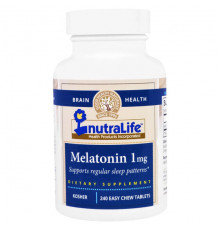Для здорового сна NutraLife, Мелатонин, 1 мг, 240 легко разжевываемых таблеток