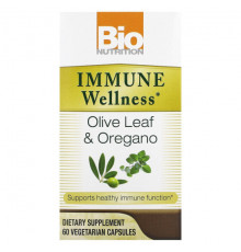 Зелень и зеленые овощи Bio Nutrition, Immune Wellness, листья оливы и орегано, 60 вегетарианских капсул