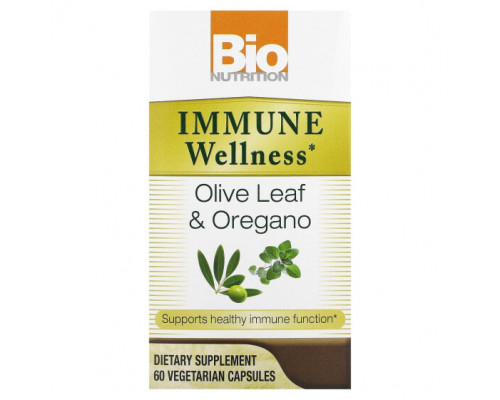 Зелень и зеленые овощи Bio Nutrition, Immune Wellness, листья оливы и орегано, 60 вегетарианских капсул Зелень и зеленые овощи Bio Nutrition, Immune Wellness, листья оливы и орегано, 60 вегетарианских капсул