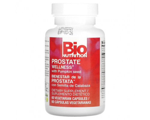 Мужское здоровье Bio Nutrition, Здоровье простаты с экстрактом тыквенных семечек, 60 вегетарианских капсул Мужское здоровье Bio Nutrition, Здоровье простаты с экстрактом тыквенных семечек, 60 вегетарианских капсул